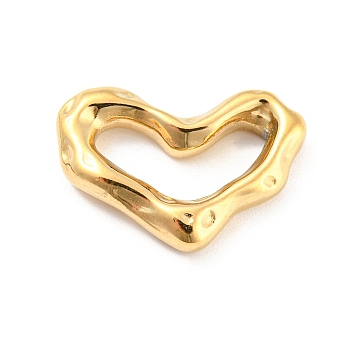 304 Stainless Steel Linking Rings, Irregular Heart, Hammered, Real 18K Gold Plated, 14x20x4mm, Inner Diameter: 6.5x14mm