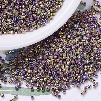 MIYUKI Delica Beads, Cylinder, Japanese Seed Beads, 11/0, (DB0541) Spectrum Gold(Palladium Plated AB), 1.3x1.6mm, Hole: 0.8mm, about 10000pcs/bag, 50g/bag