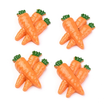 Opaque Resin Decoden Cabochons, Imitation Food, Carrot, Orange, 25x21x5.5mm