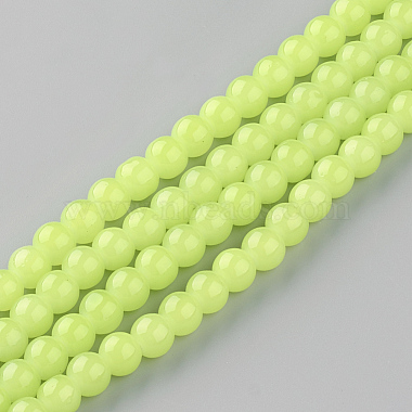 Green Yellow Round Glass Beads