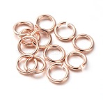 Eco-Friendly PVD Vacuum Plating & Long-Lasting Plated Brass Open Jump Rings, Round, Rose Gold, 21 Gauge, 4x0.7mm, Inner Diameter: 2.4mm(KK-E663-4mm-RG)