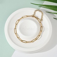 PVD Vacuum Plating 304 Stainless Steel Paperclip Chain Bracelet for Men Women, Golden, 7-1/8 inch(18cm)(BJEW-E031-02G-01)