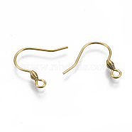304 Stainless Steel Earring Hooks, Ear Wire, with Horizontal Loop, Cadmium Free & Nickel Free & Lead Free, Golden, 15~17x17mm, Hole: 2mm, 21 Gauge, Pin: 0.7mm(STAS-S111-011G-NR)