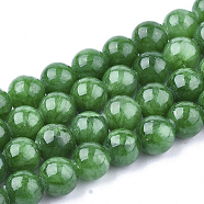 Natural Dyed Yellow Jade Gemstone Bead Strands, Round, Green, 6mm, Hole: 1mm, about 66pcs/strand, 15.7 inch(X-G-R271-6mm-Y13)