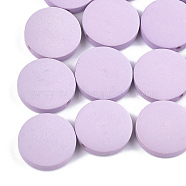 Painted Natural Poplar Wood Beads, Flat Round, Lilac, 20x5mm, Hole: 1.4mm(X-WOOD-S045-063B-04)