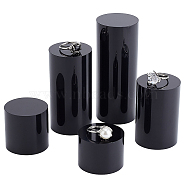 5Pcs 5 Styles Column Opaque Acrylic Jewelry Display Pedestals, for Small Jewelry, Cosmetic Showing, Black, 4x3~10cm, 1pc/style(ODIS-FG0001-63)