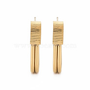 304 Stainless Steel Open Oval Stud Earrings, Half Hoop Earrings for Women, Golden, 25x16x5mm, Pin: 0.7mm(EJEW-N016-025LG)