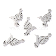 304 Stainless Steel Pendants, Laser Cut, Hummingbird, Stainless Steel Color, 15x9.5x1.1mm, Hole: 1.4mm(STAS-O142-37P)