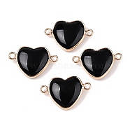 Natural Obsidian Love Heart Pendants, Brass Heart Charms, Golden, 15.5x23x6mm, Hole: 1.8~2mm(G-T138-205D-G)