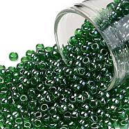 TOHO Round Seed Beads, Japanese Seed Beads, (108B) Transparent Mint Green Luster, 8/0, 3mm, Hole: 1mm, about 1110pcs/50g(SEED-XTR08-0108B)