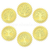 6 Patterns Aluminium-foil Paper Adhesive Embossed Stickers, For Envelope Seal, Tree of Life, 165x211mm, Stickers: 50mm, 12 sheets/set(DIY-WH0451-010)