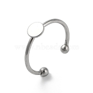 Adjustable 304 Stainless Steel Finger Rings Components, Pad Ring Base Findings, Flat Round, Stainless Steel Color, US Size 8 1/2(18.5mm), Tray: 6mm.(STAS-K278-04A-P)