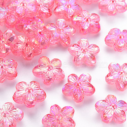 Transparent Acrylic Beads, AB Color, Flower, Hot Pink, 14.5x15.5x7mm, Hole: 1.8mm, about 657pcs/500g(TACR-S154-45C-705)