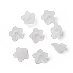 Transparent Acrylic Beads, Frosted, Flower, White, 13x7mm, Hole: 1mm, about 1865pcs/500g(PL560-1)