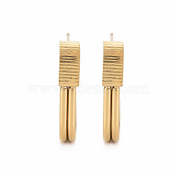 304 Stainless Steel Open Oval Stud Earrings, Half Hoop Earrings for Women, Golden, 25x16x5mm, Pin: 0.7mm(EJEW-N016-025LG)