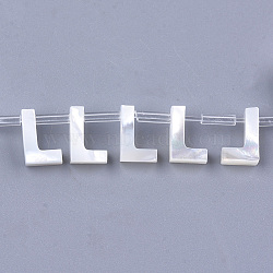 Sea Shell Beads, Top Drilled Beads, Letter, Letter.L, 10x5x3mm, Hole: 0.8mm(X-SHEL-T012-60L)