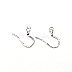 Tarnish Resistant 304 Stainless Steel French Earring Hooks, Flat Earring Hooks, Ear Wire, with Horizontal Loop, Stainless Steel Color, 14x17x2mm, Hole: 2mm, 21 Gauge, Pin: 0.7mm(A-STAS-N0013-15P)