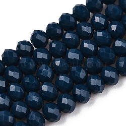 Opaque Solid Color Imitation Jade Glass Beads Strands, Faceted, Rondelle, Medium Blue, 4x3mm, Hole: 0.4mm, about 113~115pcs/strand, 41~41.5cm(EGLA-A044-P4mm-D16)