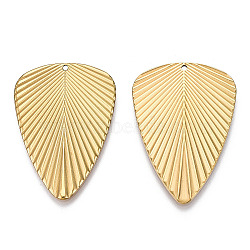 Ion Plating(IP) 304 Stainless Steel Pendants, Leaf Charm, Real 18K Gold Plated, 46x32.5x1.5mm, Hole: 1.5mm(STAS-T063-217G)