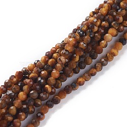 Natural Yellow Tiger Eye Beads Strands, Round, Faceted, 2mm, Hole: 0.5mm, about 172pcs/strand, 15.35inch(39cm)(G-A026-A15-2mm)