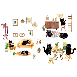 PVC Wall Stickers, Wall Decoration, Furniture, Cat Pattern, 530~630x290mm, 2pcs/set(DIY-WH0228-458)