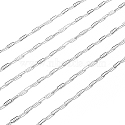 Brass Paperclip Chains, Drawn Elongated Cable Chains, Soldered, with Spool, Long-Lasting Plated, Silver, 7.5x3x0.5mm, about 32.81 Feet(10m)/roll(CHC-T008-07S)