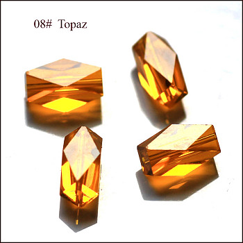 Imitation Austrian Crystal Beads, Grade AAA, Faceted, Column, Orange, 8x5.5mm, Hole: 0.7~0.9mm