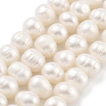 Natural Cultured Freshwater Pearl Beads Strands, Potato, PapayaWhip, 9~10mm, Hole: 0.6mm, about 19~20pcs/strand, 6.10~6.50 (15.5~16.5cm)