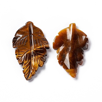 Natural Tiger Eye Pendants, Leaf Charms, 41.5x25~26x5mm, Hole: 0.8mm