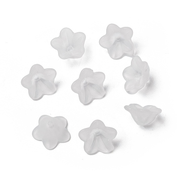 Transparent Acrylic Beads, Frosted, Flower, White, 13x7mm, Hole: 1mm, about 1865pcs/500g