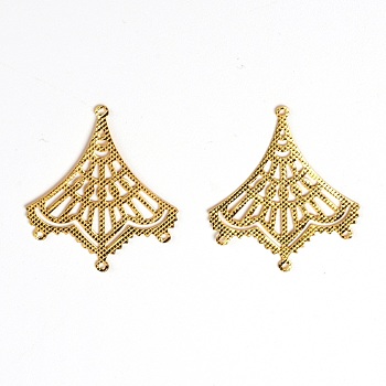 Iron Links Connectors, Hollow, Triangle, for Hair Accessories, Golden, 35.5x27.5x0.5mm, Hole: 1mm