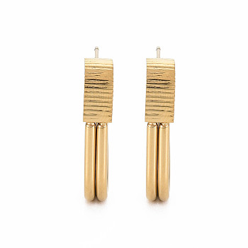 304 Stainless Steel Open Oval Stud Earrings, Half Hoop Earrings for Women, Golden, 25x16x5mm, Pin: 0.7mm
