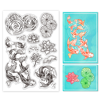 Custom PVC Plastic Clear Stamps, for DIY Scrapbooking, Photo Album Decorative, Cards Making, Koi Fish, 160x110x3mm