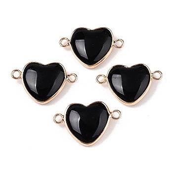 Natural Obsidian Love Heart Pendants, Brass Heart Charms, Golden, 15.5x23x6mm, Hole: 1.8~2mm