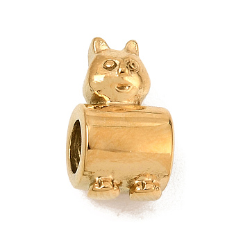 304 Stainless Steel European Beads, Large Hole Beads, Squirrel with Column, Real 18K Gold Plated, 16x8.5x8mm, Hole: 5mm