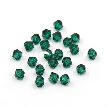 Austrian Crystal Beads Loose Beads, 4mm Emerald 5301 Bicone, Size: about 4mm long, 4mm wide, Hole: 1mm