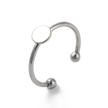 Adjustable 304 Stainless Steel Finger Rings Components, Pad Ring Base Findings, Flat Round, Stainless Steel Color, US Size 8 1/2(18.5mm), Tray: 6mm.