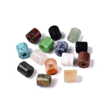 Natural & Synthetic Mixed Gemstone Beads, Column, Mixed Dyed and Undyed, 9~9.5x8.5~9.5mm, Hole: 3.5mm