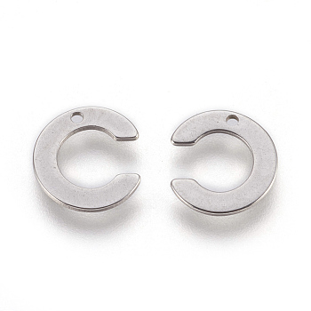 304 Stainless Steel Charms, Letter, Letter.C, 11x10x0.6mm, Hole: 1mm