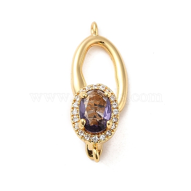 Real 18K Gold Plated Medium Purple Brass+Cubic Zirconia Fold Over Clasps
