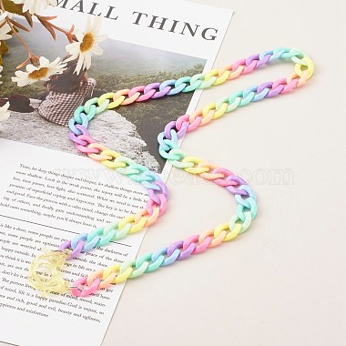 Personalized Rainbow Acrylic Curb Chain Necklaces(NJEW-JN03514)-2