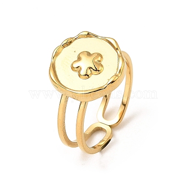Real 18K Gold Plated Flat Round 304 Stainless Steel Ring Components