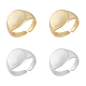 4Pcs 2 Colors Brass Flat Round Signet Ring(RJEW-UN0002-60)-1