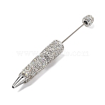 Iron Beadable Pen, Ball-Point Pen, with Polymer Clay Rhinestone, for DIY Personalized Pen with Jewelry Beads, Crystal AB, 145x15mm(X-AJEW-K049-02L)