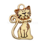 Alloy Enamel Pendants, Golden, Cat Charm, Moccasin, 21x14mm(FIND-SZC0010-030)