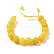 12.5mm Round Dyed 12.5mm Round Natural White Jade Imitation Beeswax Braided Bead Bracelets for Women Men, Inner Diameter: 2~3-1/8 inch(4.95~8.05cm)(BJEW-C060-01A)