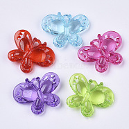 Transparent Acrylic Pendants, Dyed, Butterfly, Mixed Color, 25x32x8.5mm, Hole: 5x3mm, about 210pcs/500g(TACR-T015-102)