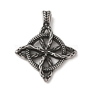 304 Stainless Steel Pendants, Witches Knot Wiccan Symbol Charm, Antique Silver, 47.5x39x8mm, Hole: 6x4.5mm(STAS-U001-06AS)