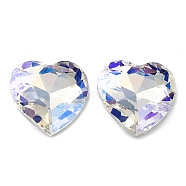 Glass Rhinestone Cabochons, Pointed Back & Back Plated, Faceted, Heart, Crystal, 27x27x9mm(GLAA-D016-05B)