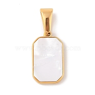 Ion Plating(IP) 304 Stainless Steel Pendants, with Acrylic, Square , Golden, 17.5x10x2mm, Hole: 7x3.5mm(OACR-S041-01)